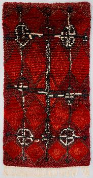 Raija Gripenberg, rya. Modell för Helmi Vuorelma. Ca 197x106 cm.