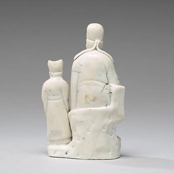 A blanc de chine figure group with two Deities, Qing dynasty, 18th Century.