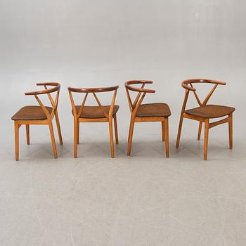 Henning Kjaernulf, chairs, 4 pcs, "model 225", for Bruno Hansen Denmark, 1960s.