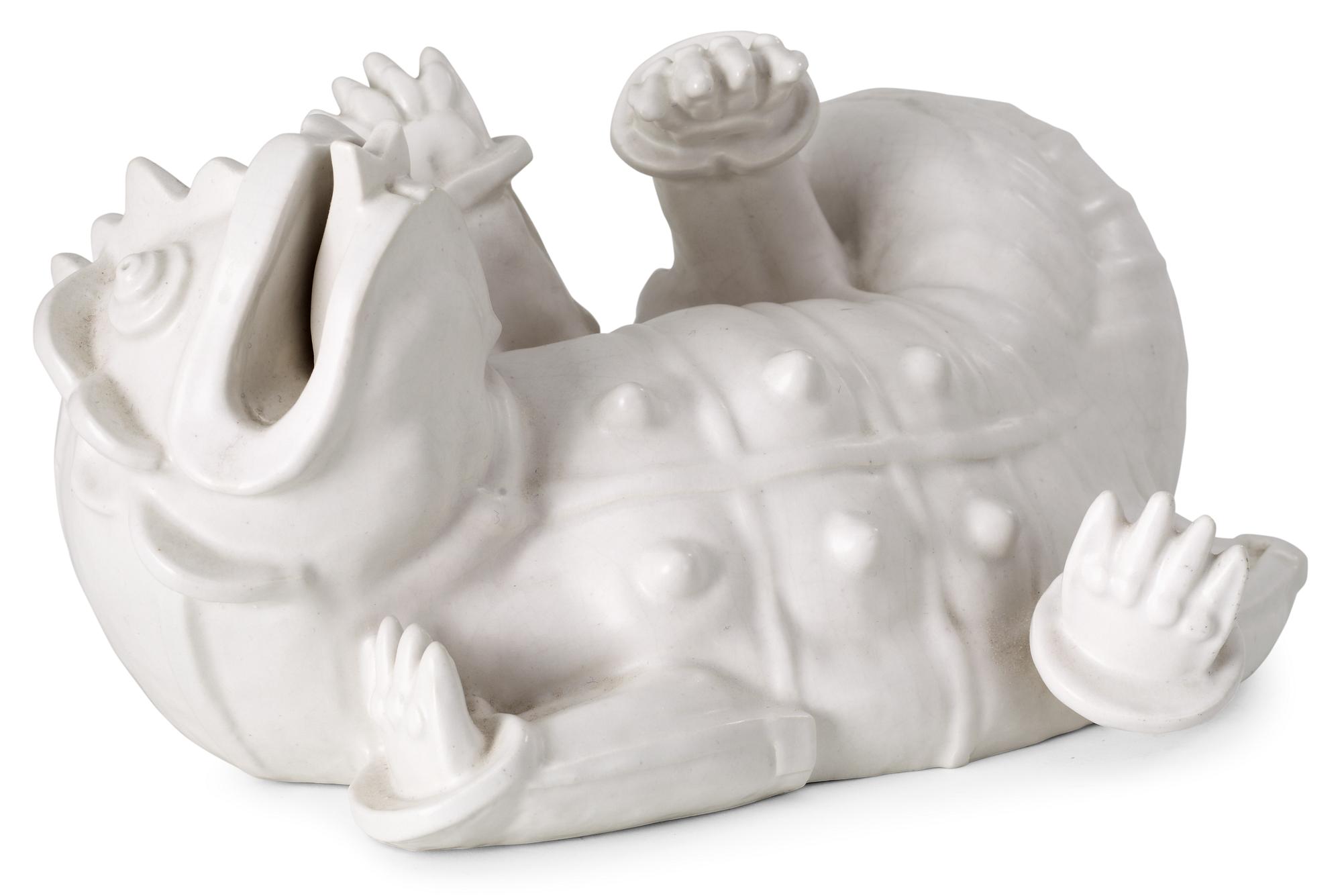 A Wilhelm Kåge stoneware figure of a dragon, Gustavsberg circa 1940.