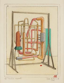 Sten Eklund, etching with watercolour, 1969, signed AP.