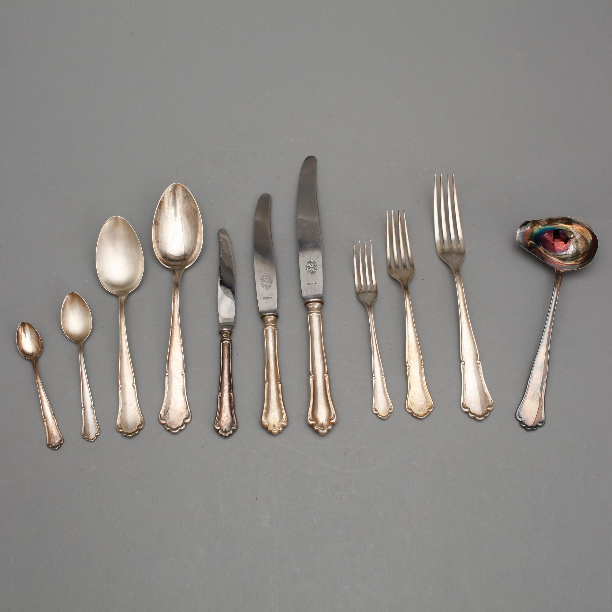 BESTICKSERVIS, 66 delar, silver, modell "Saga". Totalvikt, inklusive knivar, ca 2600 g.