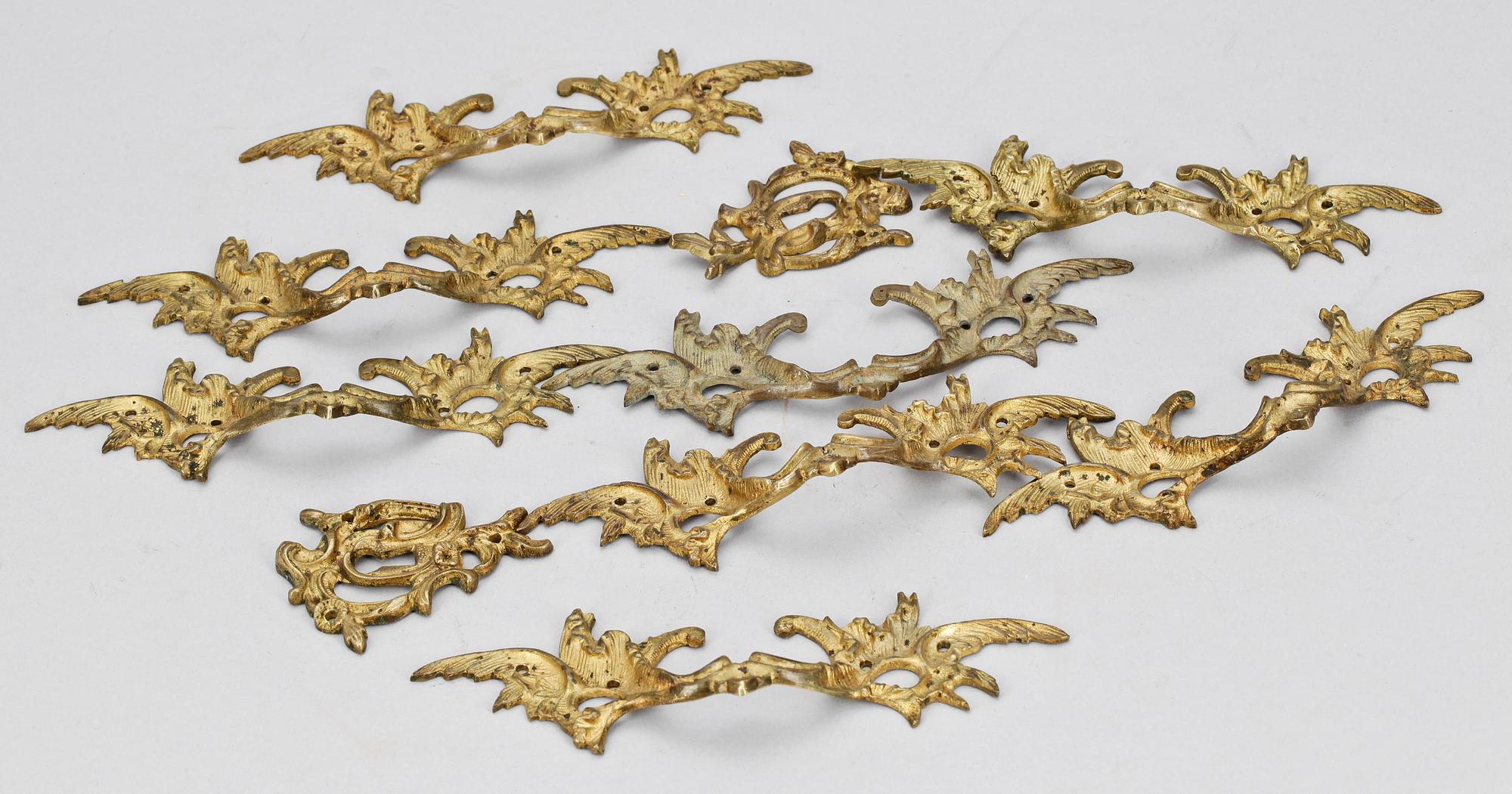 MÖBELBESLAG, 10 st, rokokostil, 1800-talets andra hälft.