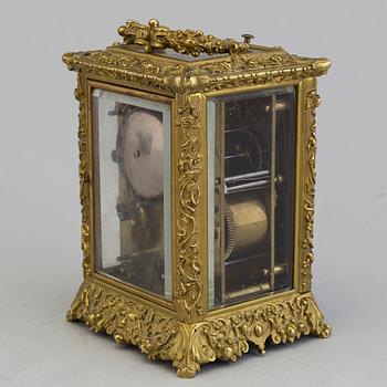 A travelling clock, signed "Potonie Paris", France, second half of the 19th century.