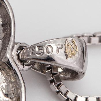 A 14K and 18K white gold necklace with diamonds ca. 0.055 ct in total.