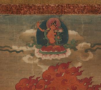 A fine thangka in Karma Gadri style of Yamantaka Vajrabhairava, Tibeto-Chinese, 17th/early 18th century.