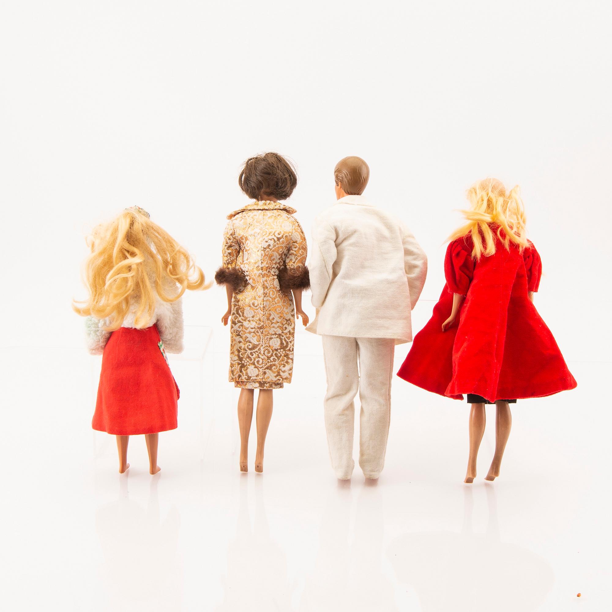 Dockor 4 st "Barbie", "Skipper" och "Ken" Mattel Japan 1900-talets andra hälft.