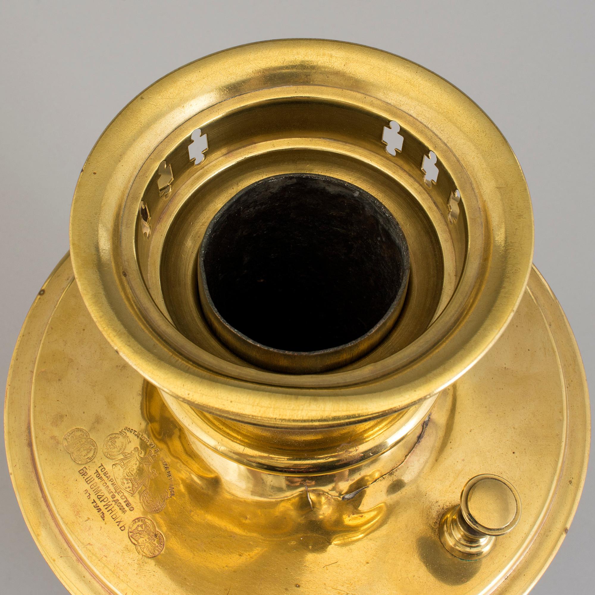A circa 1900 Russian brass samovar.