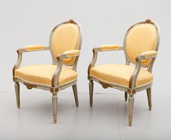 KARMSTOLAR, 1 par, gustaviansk stil, tidigt 1900-tal.