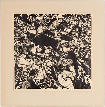 EERIK HAAMER, a linoleum cut, signed and numbered 1/100, dated 1953.