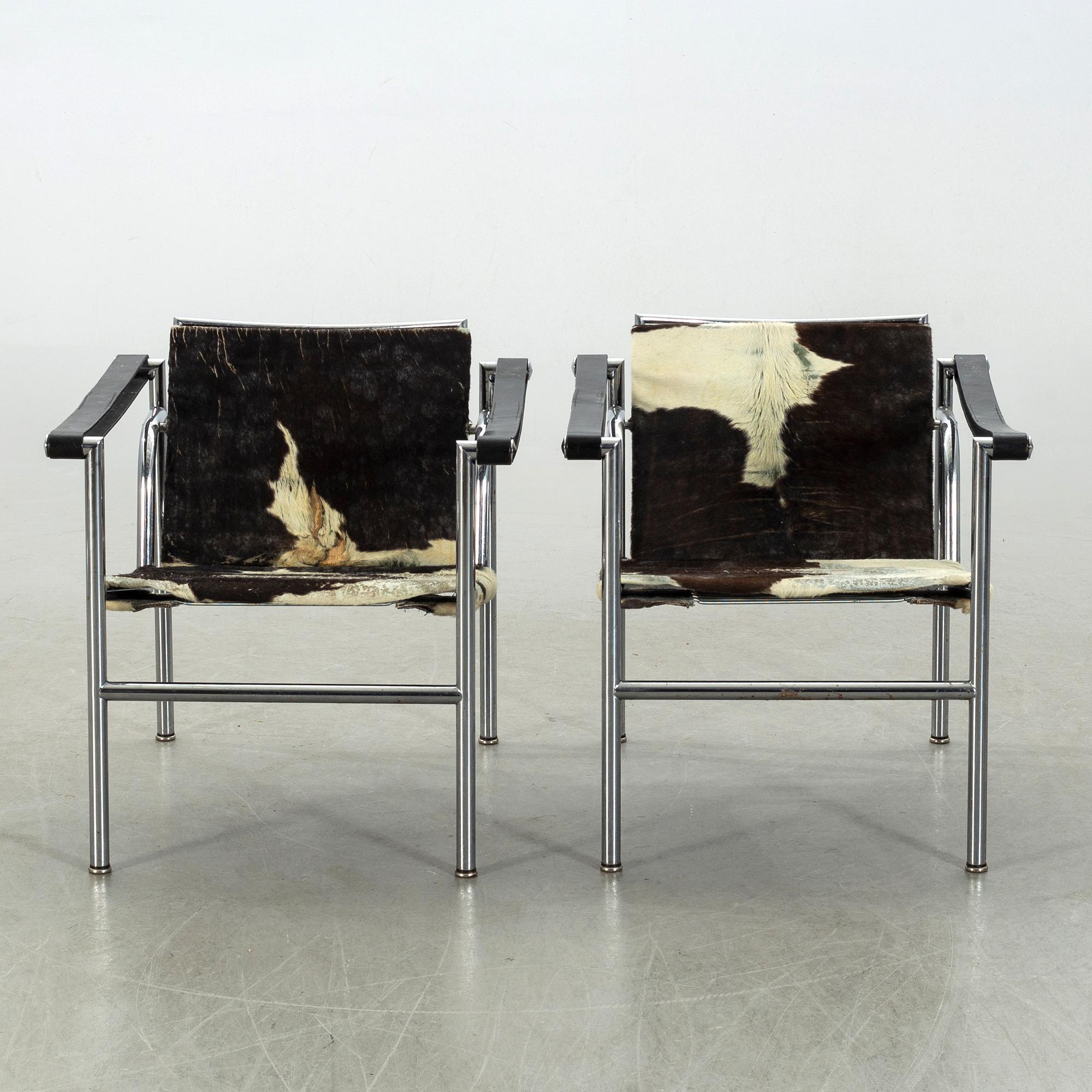 LE CORBUSIER, a pair of armchairs, "LC 1", Cassina.