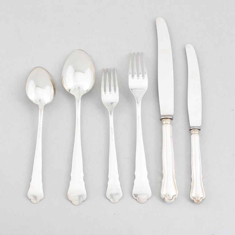 Bestickservis, 27 delar, silver, "Chippendale", GAB, Stockholm 1940.