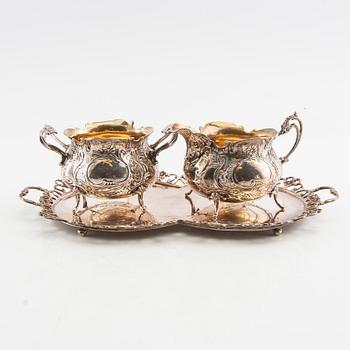 Coffee service 4 dl Rokoko style silver GEWE Malmö 1974/75.