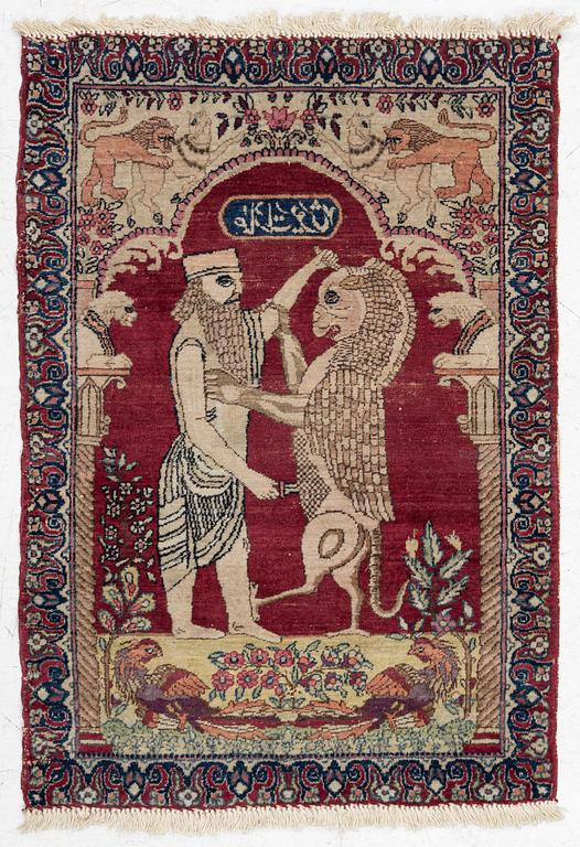 Rug, antique Kirman Laver, c. 85 x 60 cm.