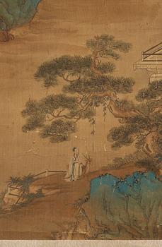 RULLMÅLNING, bergslandskap i Qiu Ying's stil (c.1494-1551).