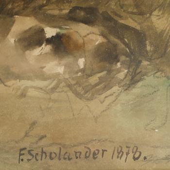 FREDRIK WILHELM SCHOLANDER, blandteknik, signerad, daterad 1878.