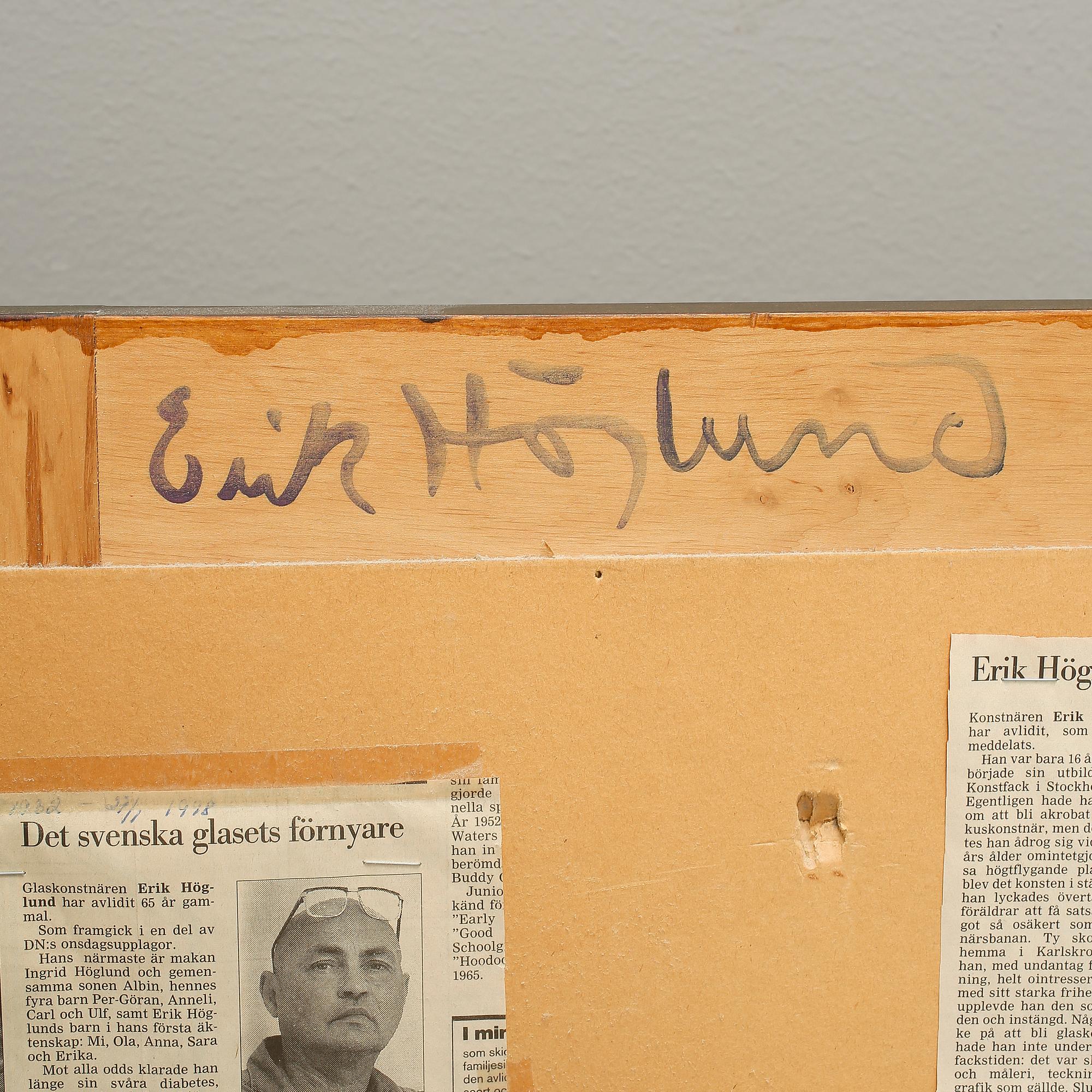 SPEGEL, Erik Höglund. Signerad på framsida och a tergo.