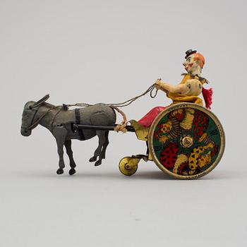 A tinplate and textile Lehmann Balky Mule 425, Germany early 20th century.