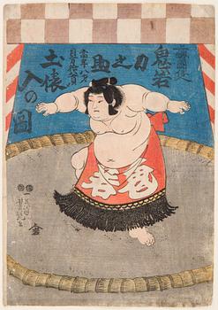 UTAGAWA YOSHITUYA (1822-1866), color woodblock print. Japan, 1850s. 'Oniwaka'.