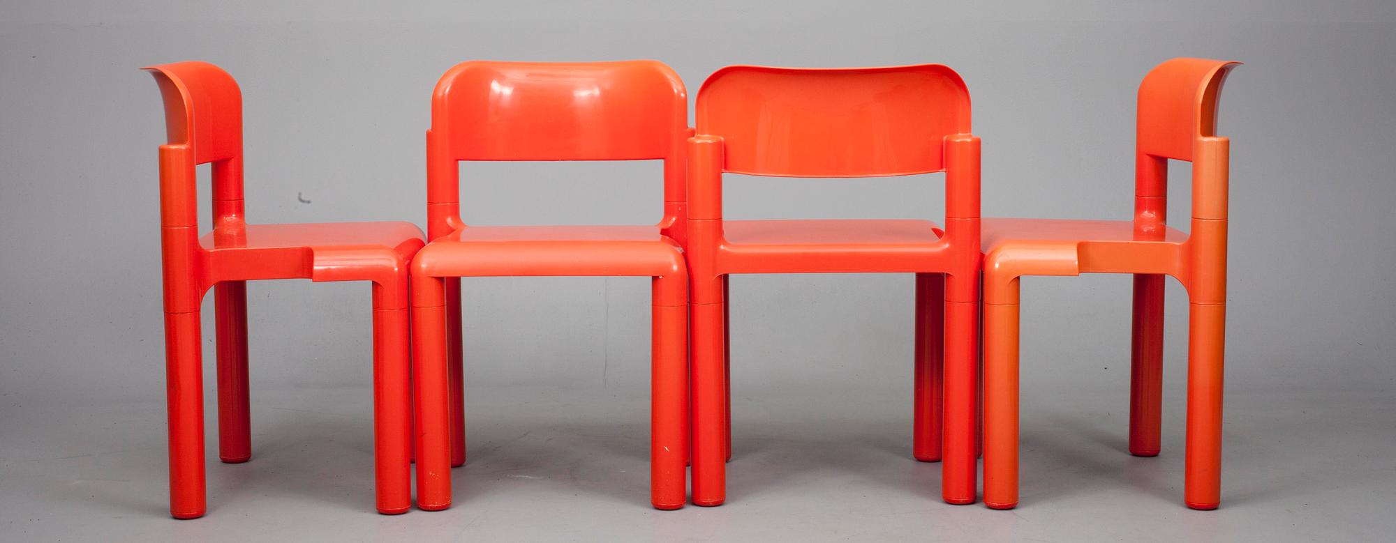 STOLAR, 4 st, Eero Aarnio, Upo Furniture Osakeyhtiö Plastics Division, Nastola Finland. 1970-tal.