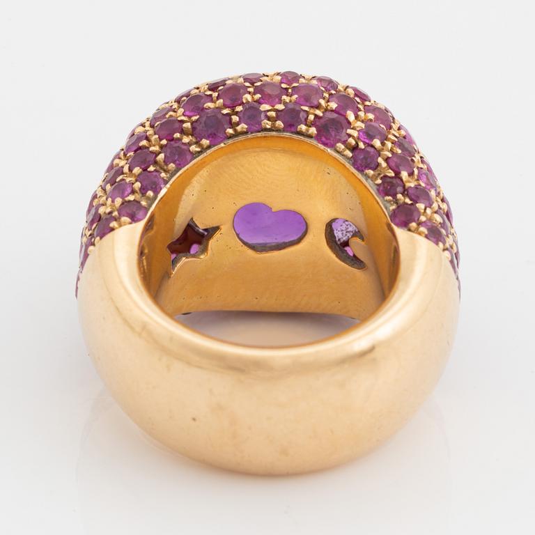 Amethyst and pink sapphire ring.