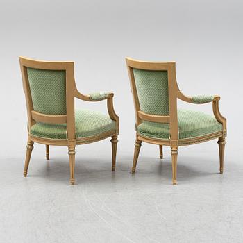 A pair of gustavian armchairs, late 18th century.