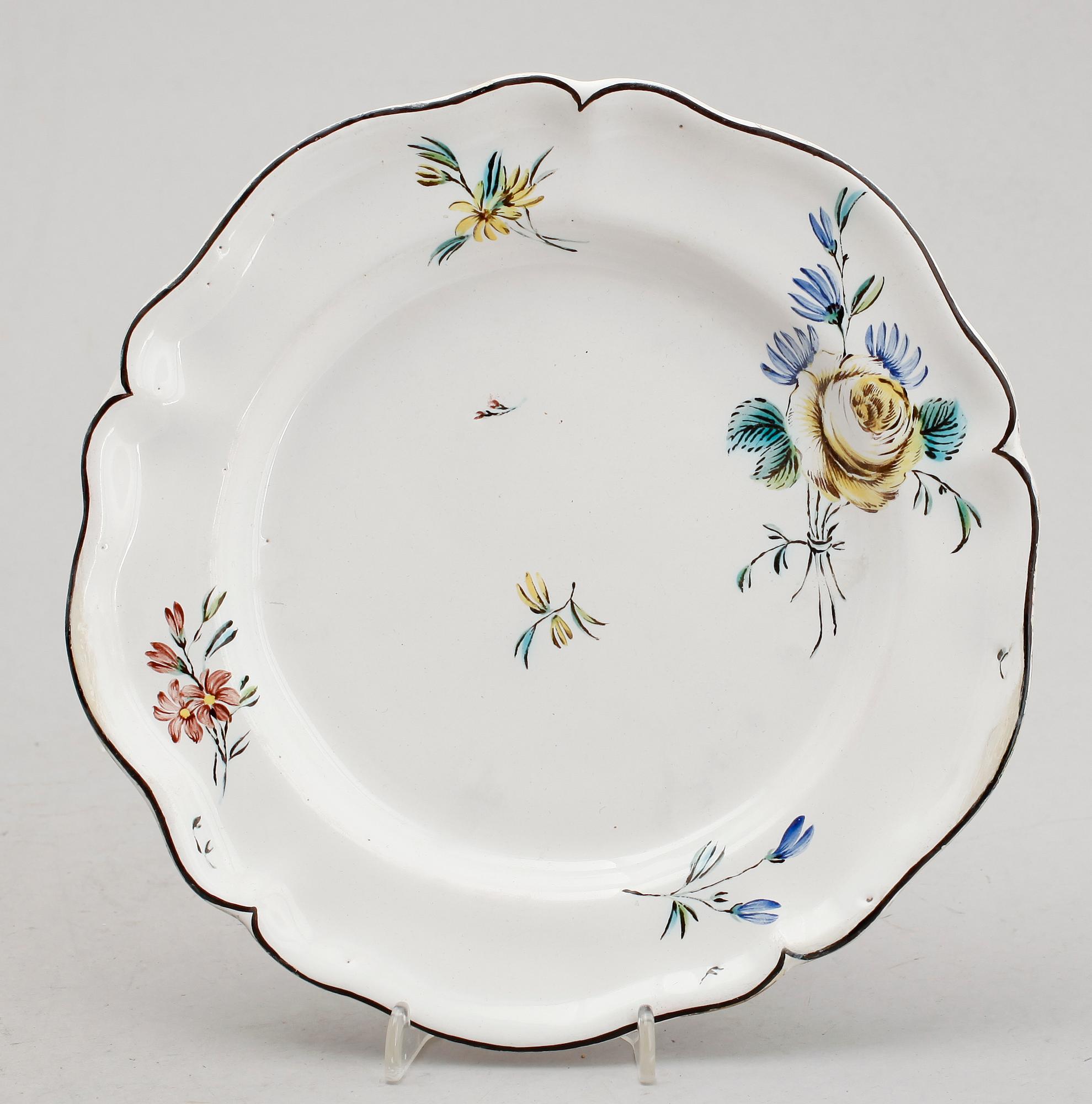 TALLRIK, fajans, Marieberg, J.E. Ehrenreichs tid, 1758-1766.