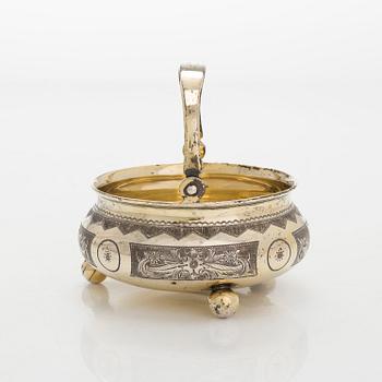 A parcel-gilt sugar bowl, Cyrillic maker's mark IAK, Moscow 1873.