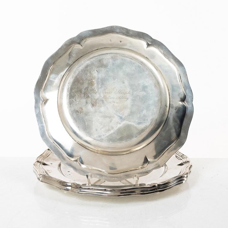 Four silver plates, assayer mark Christian F Heise, Copenhagen, Denmark 1916.