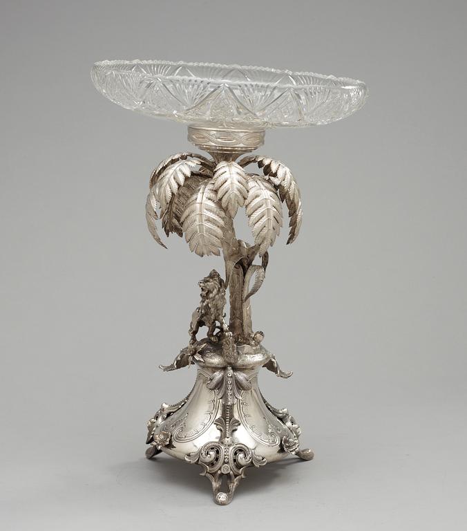 A German silver and glass centrepiece, ca 1890.