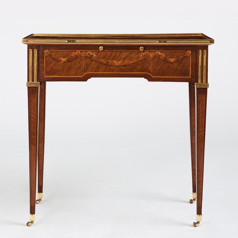 A Gustavian table by G Haupt (master in Stockholm 1770-1784), signed and dated 1781.