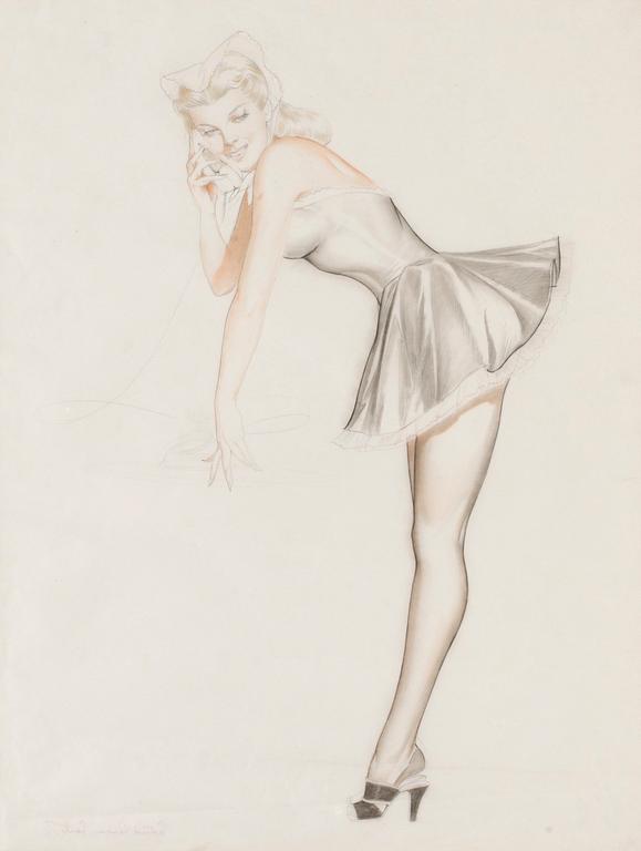 Alberto Vargas, "Blonde on Phone, Pink Ribbon".