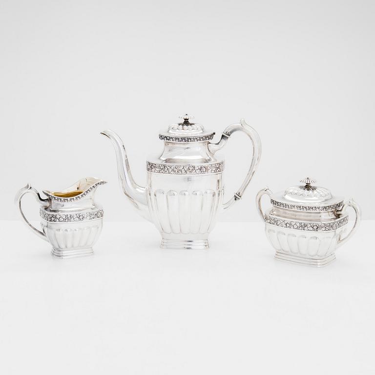 Kaffeservis, 3 delar, silver, Juho Tepponen, Helsingfors 1937.