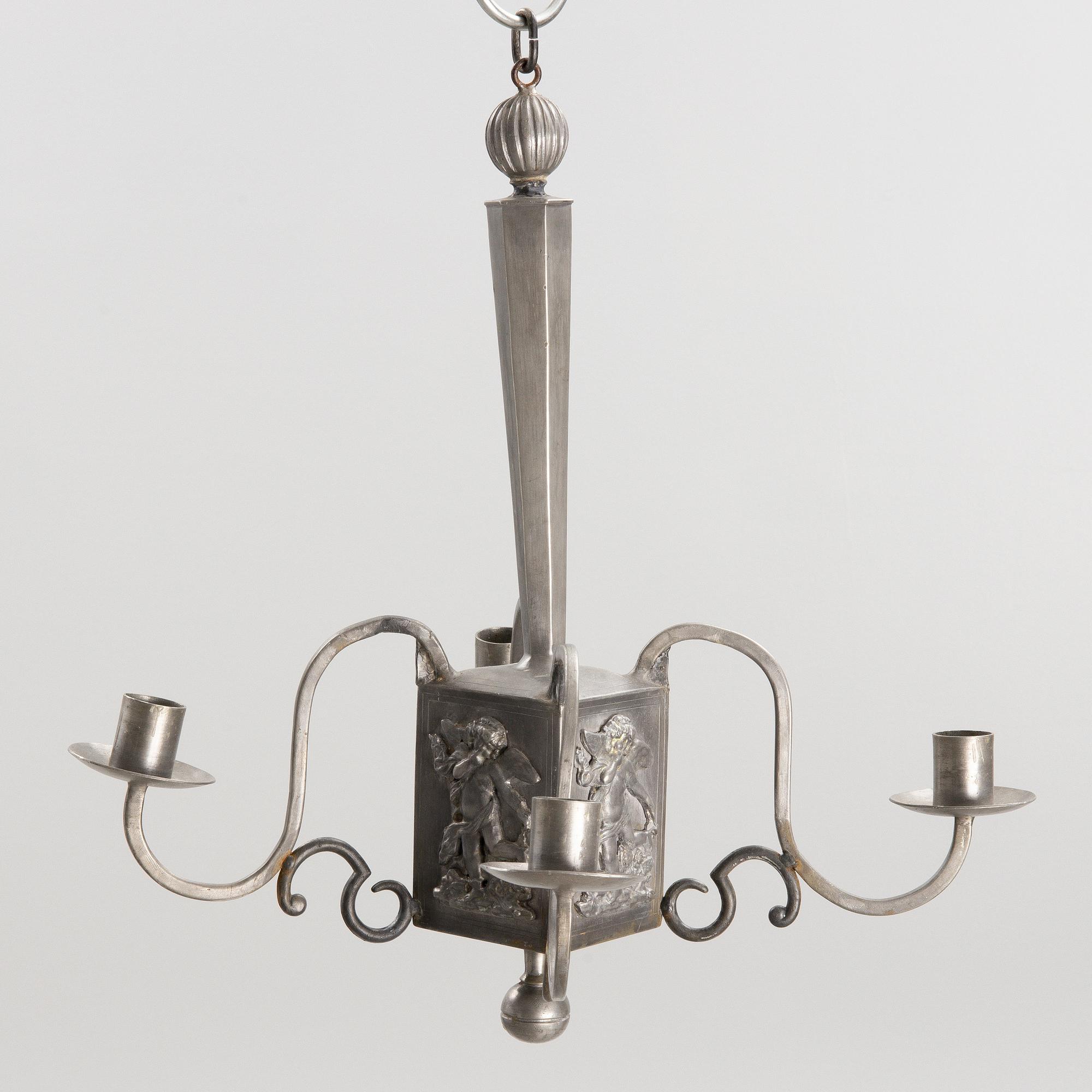A Swedish Grace pewter chandelier, Sweden, 1920's.