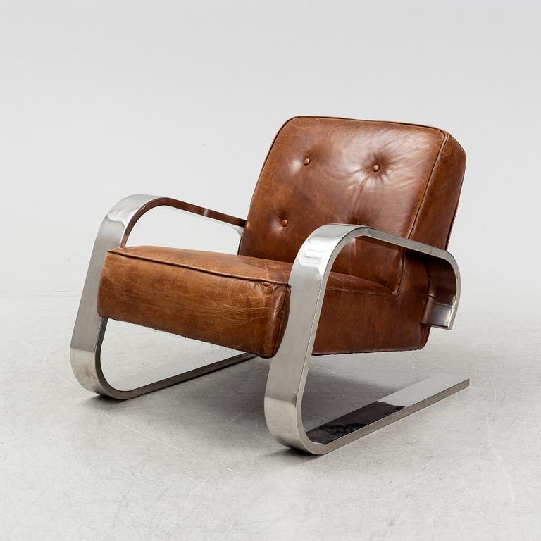 A contemporary easy chair.
