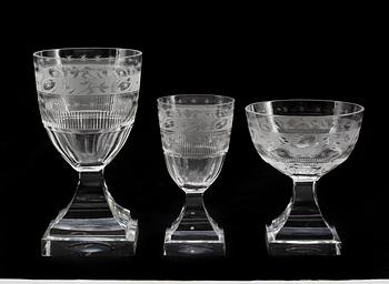 GLASSERVIS, 40 delar, empirestil, troligen Kosta, 1900-talets första hälft.