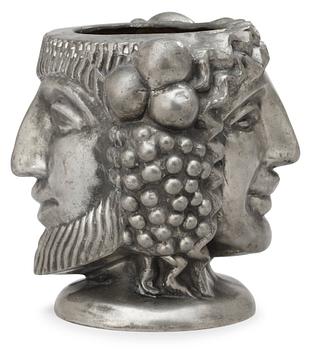 481. An Anna Petrus pewter 'Janus head' vase, Svenskt Tenn, Stockholm 1960.