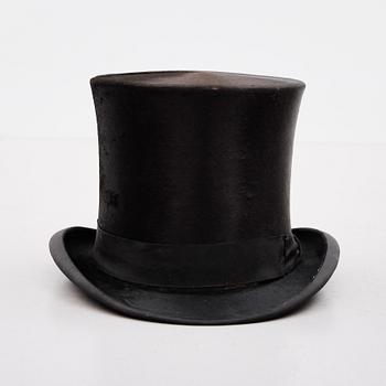 HÖG HATT med HATTASK, tidigt 1900-tal.