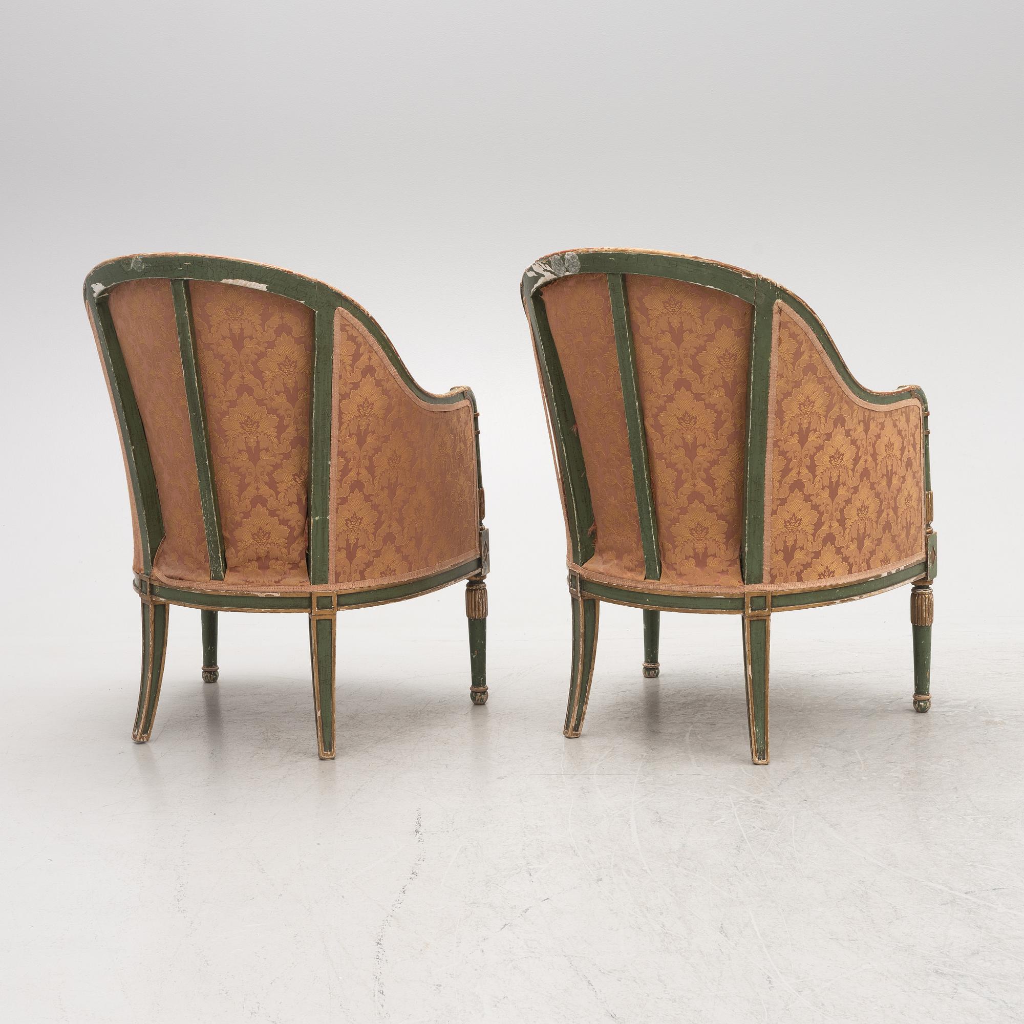 A pair of Directoire style armchairs, France, later 19th century.