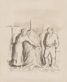 EERO NELIMARKKA, tussilaveeraus, signeerattu ja päivätty 1920.