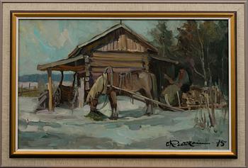 ORVO RAATIKAINEN, öljy kankaalle, signeerattu ja päivätty -75.