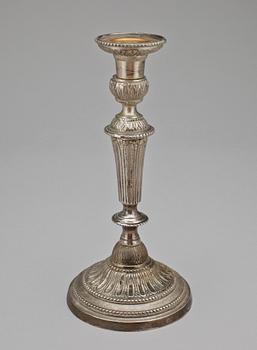 LJUSSTAKE, vit metall, empirestil, 1800-talets senare del.