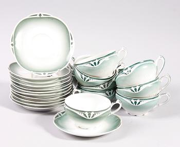 TEKOPPAR MED FAT, 12 st, porslin, Rosenthal.