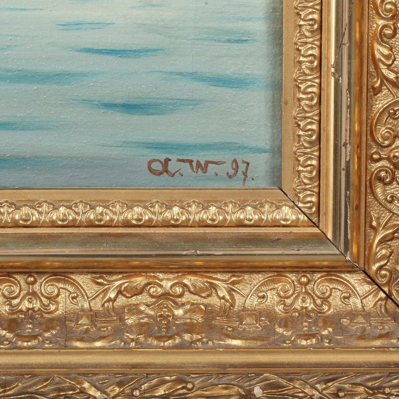 OKÄND KONSTNÄR, 2 st, olja på duk, monogramsignerade och daterade "97" (1897).