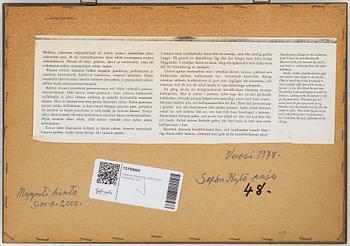 Andreas Alariesto, mixed media on paper on panel, signed.