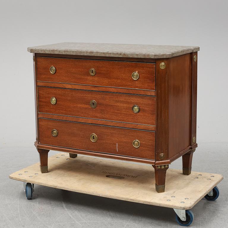 A late 19th Century Gustavian style mahogany chest of drawers.