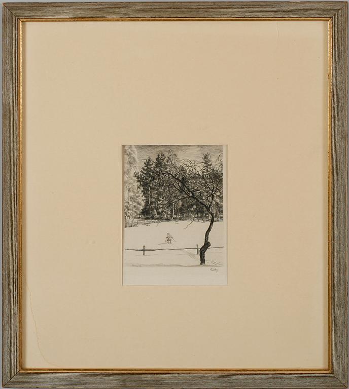 FOLKE GULLBY, etsning, sign.