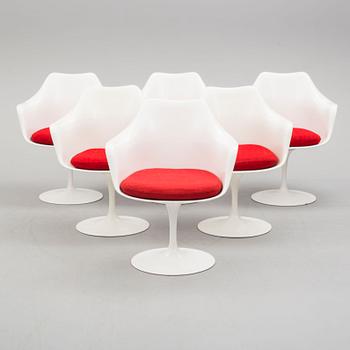 EERO SAARINEN, 6 st "Tulip", karmstolar, Knoll International, modellen formgiven 1956.