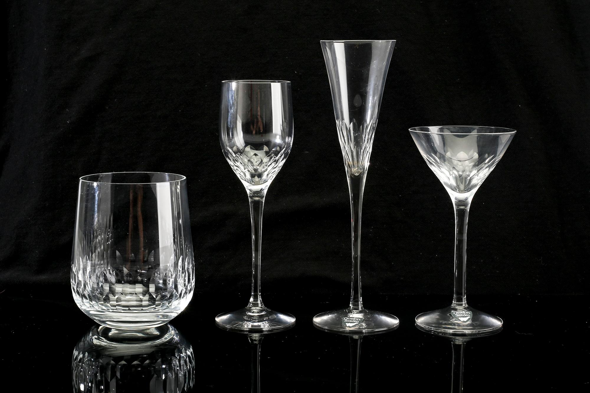 Nils Landberg, a 62 pcs glass "Prelude" service Orrefors later part of the 20th century.
