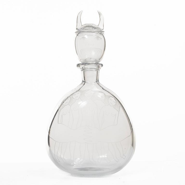Sven Palmqvist, a decanter, Orrefors, 1958.
